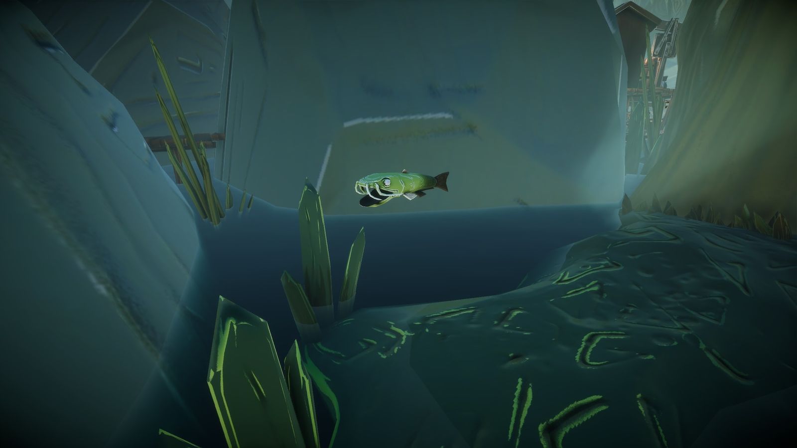 A puppet angler mid-flick with bait still hanging from the rod
